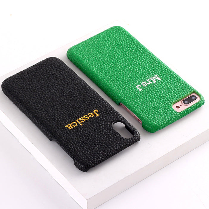 Personalized Color Debossed Pebble Leather Apple iPhone Case