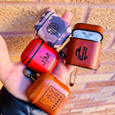 AirPods 1 & 2 Case Personalized Custom Leather Lavish Color Personalization Name Monogram Logo with Keychain Strap