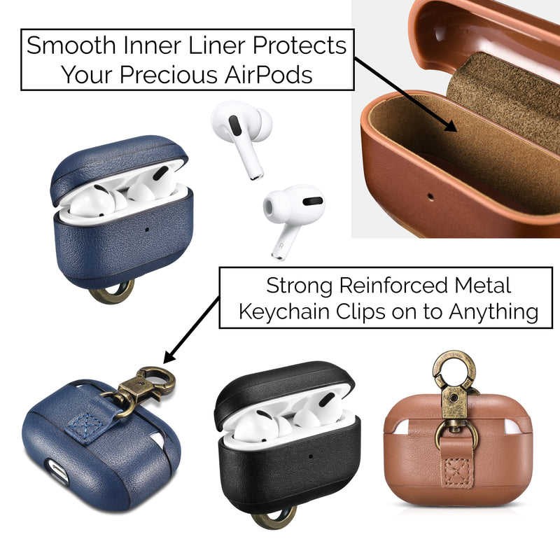 Custom AirPods Pro / Pro 2 Nappa Leather Case with Metal Clip